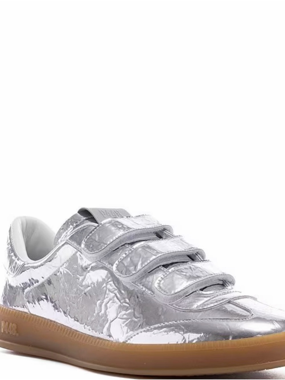 P448 Silver Metallic Velcro Low-Top Sneakers